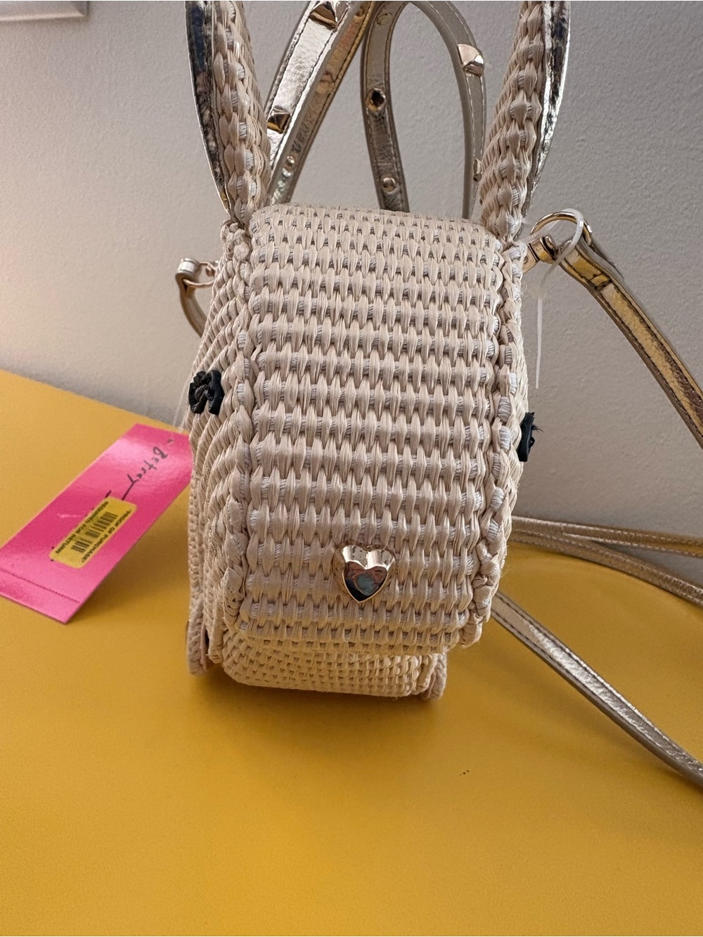 Betsey Johnson Raffia Bunny Mini Bag with Gold Accents - Picture 4 of 9